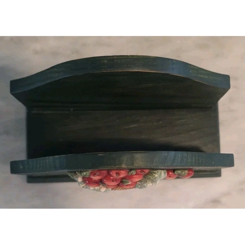1990's Country Style Apple Wood Napkin Holder